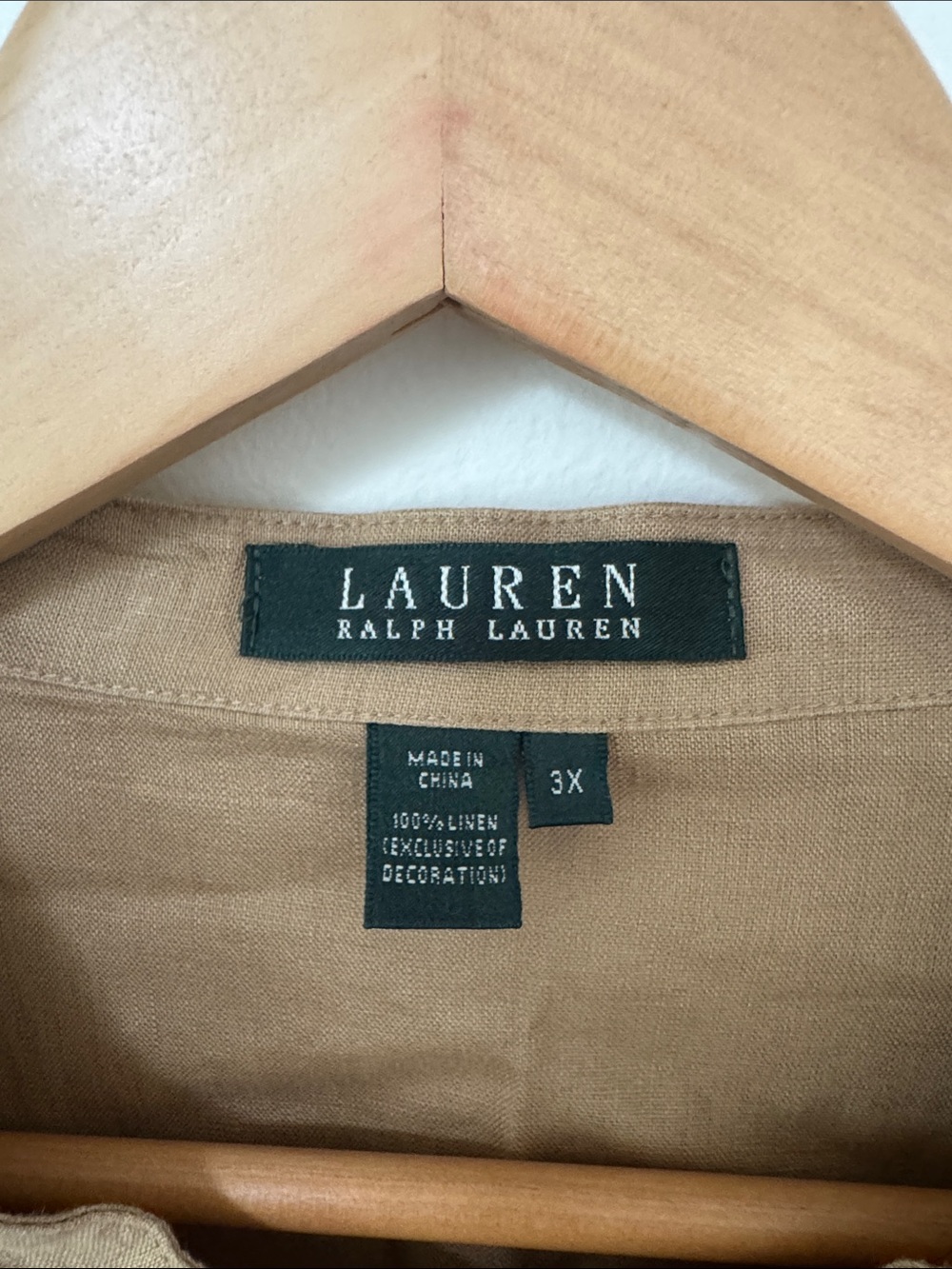 Ralph Lauren Tan Button-Down Eyelet Embroidered Shirt - Picture 2 of 6